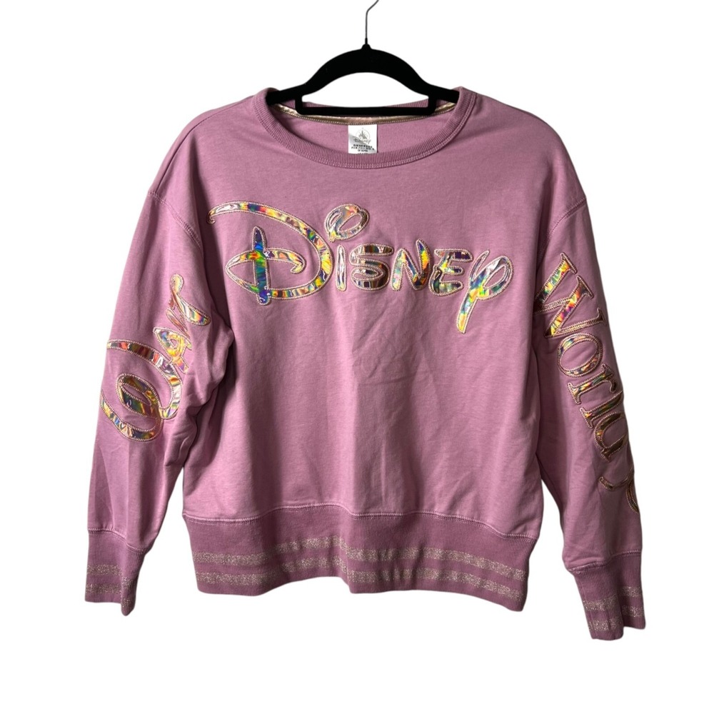 Disney World 50th Anniversary Sweatshirt Mauve Iridescent Logo Womens Medium‎